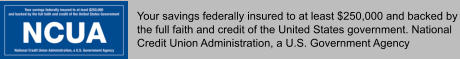Your savings federally insured to at least $250,000 and backed by the full faith and credit of the United States government. National Credit Union Administration, a U.S. Government Agency